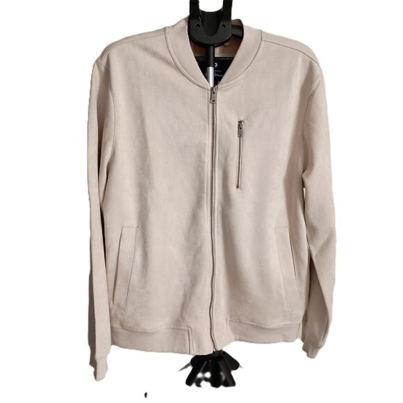 Ben Sherman Cream Tan Faux Suede Bomber Jacket Men’s Size L - Picture 2 of 15